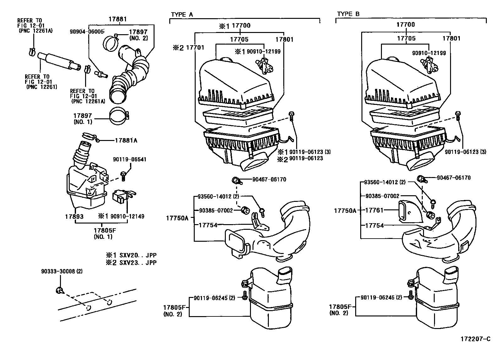 Toyota CAMRY Air Cleaner EPC diagram — 172207C