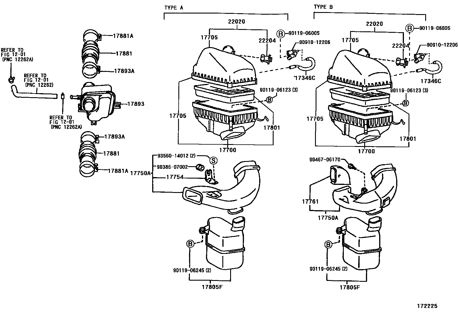 Toyota CAMRY Air Cleaner EPC diagram — 172225