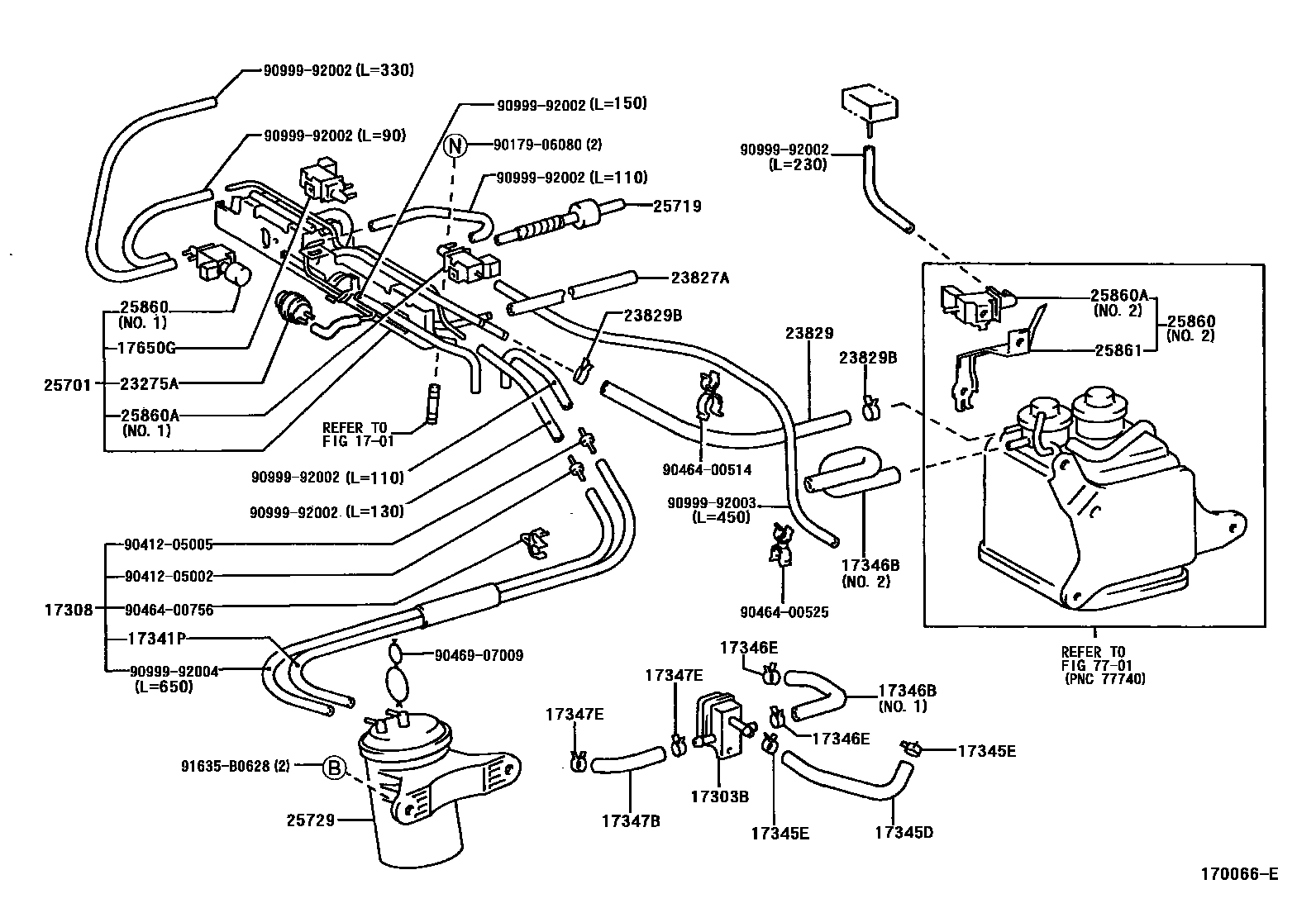 Toyota CAMRY vacuum tube EPC diagram — 170066E