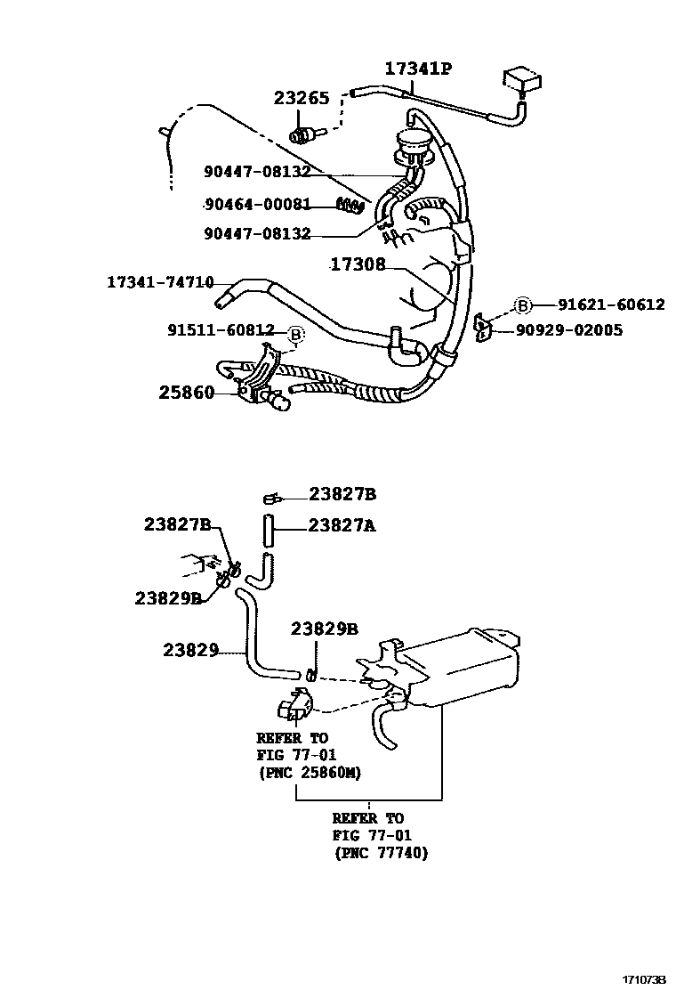 Toyota CAMRY vacuum tube EPC diagram — 171073B