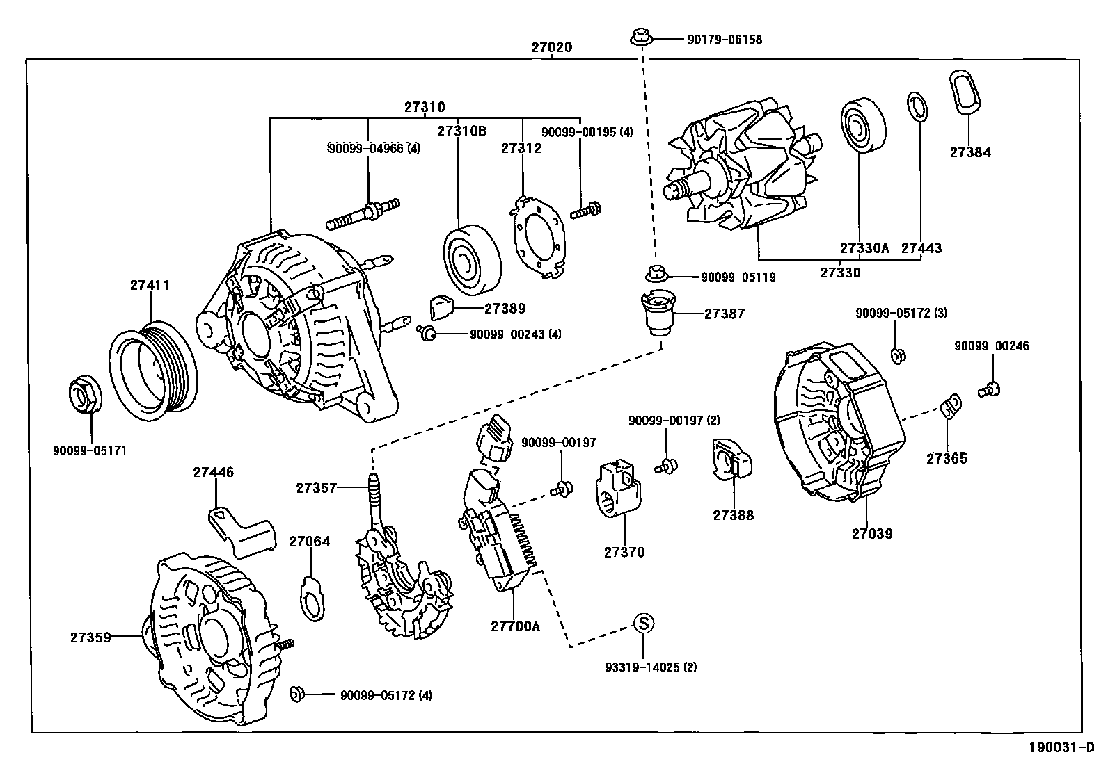 Toyota CAMRY Alternator EPC diagram — 190031D