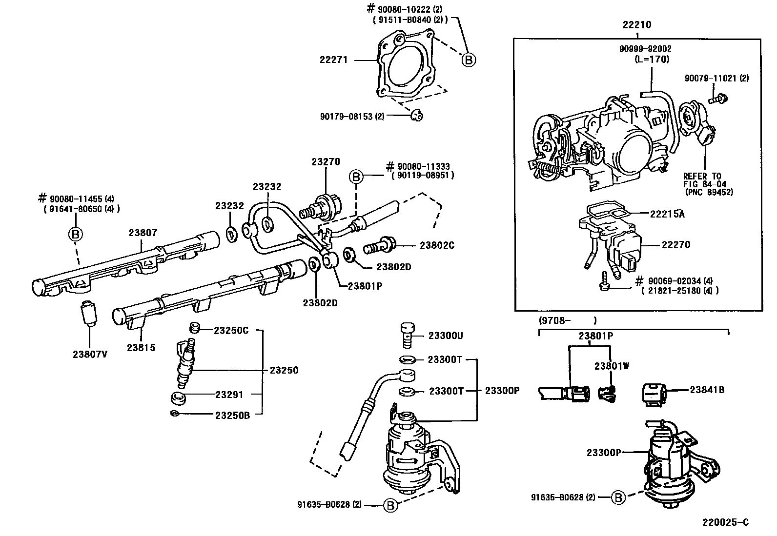 Toyota CAMRY 燃油喷射系统 EPC diagram — 220025C