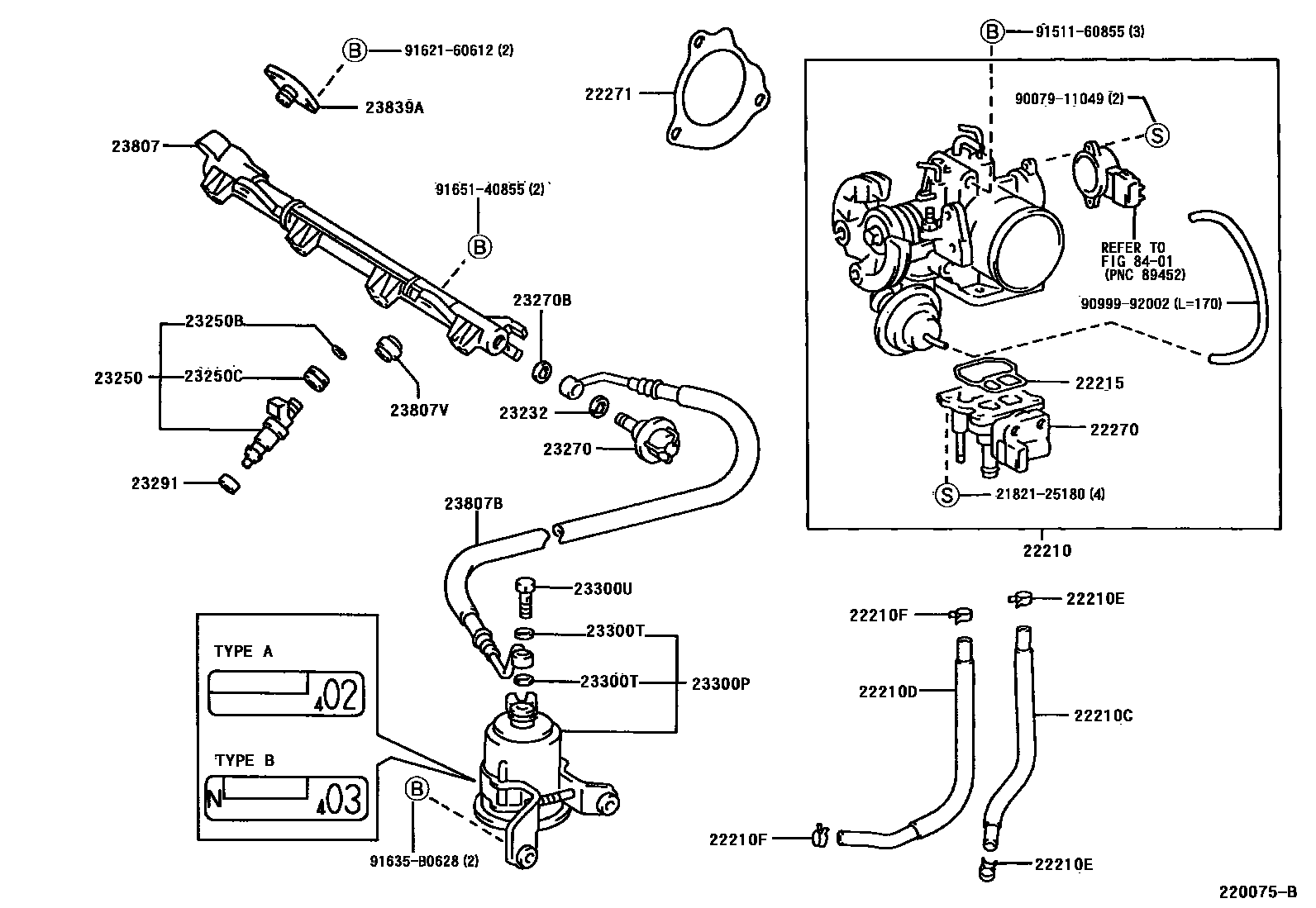 Toyota CAMRY 燃油喷射系统 EPC diagram — 220075B