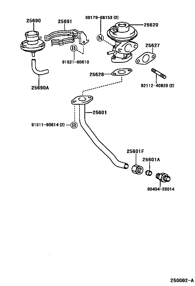 Toyota CAMRY 废气再循环系统 EPC diagram — 250002A