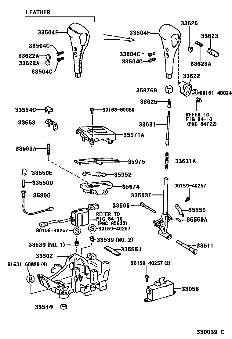Toyota CAMRY Shift Lever & Retainer EPC diagram — 330039C