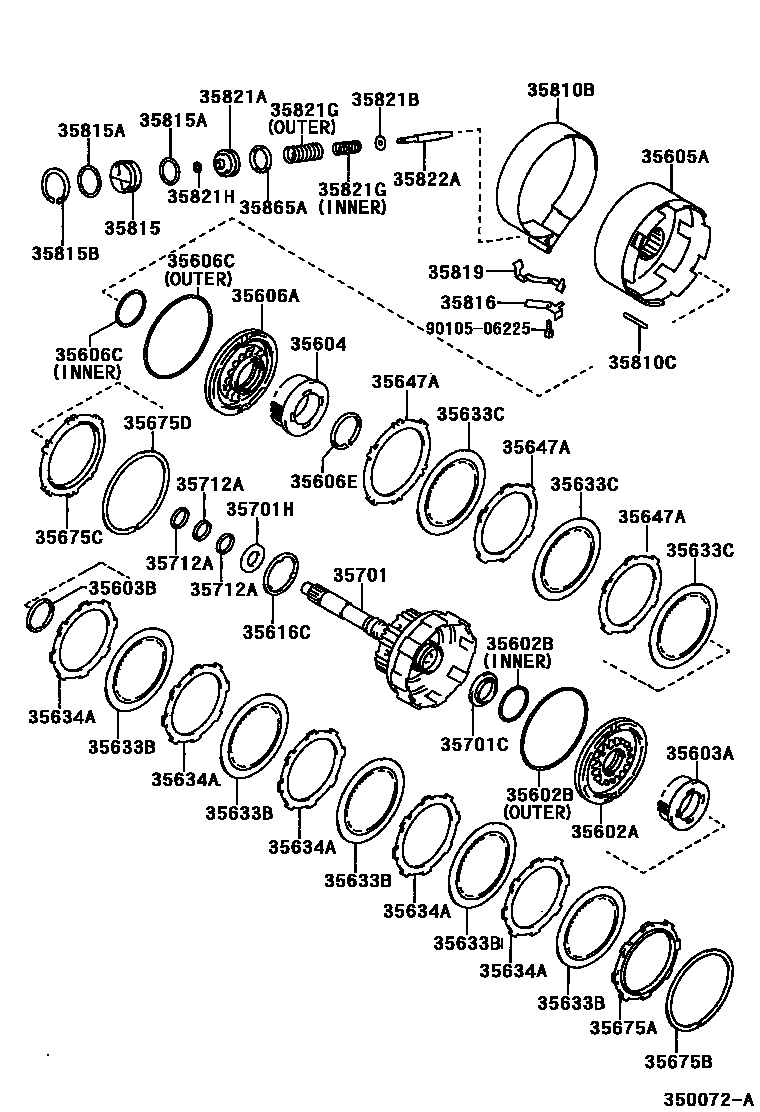 Toyota CAMRY 制动带和多片式离合器(ATM) EPC diagram — 350072A