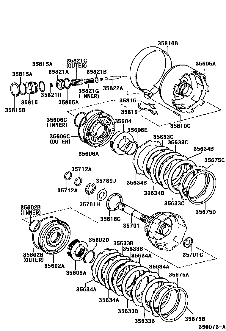 Toyota CAMRY 制动带和多片式离合器(ATM) EPC diagram — 350073A