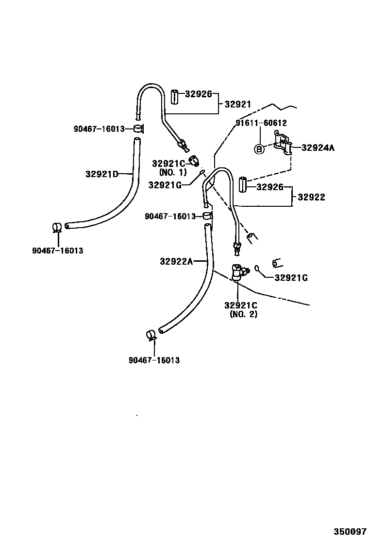 Toyota CAMRY 变速器油冷却器和配管(ATM) EPC diagram — 350097