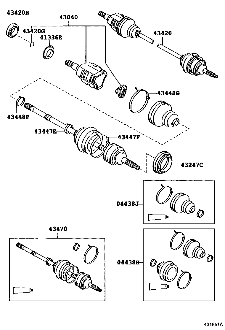 Toyota CAMRY Front Drive Shaft EPC diagram — 431851B