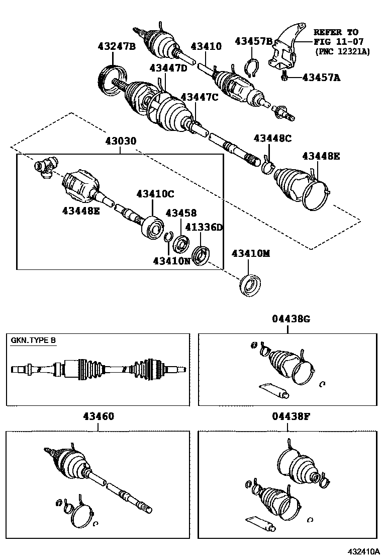Toyota CAMRY Front Drive Shaft EPC diagram — 432410A