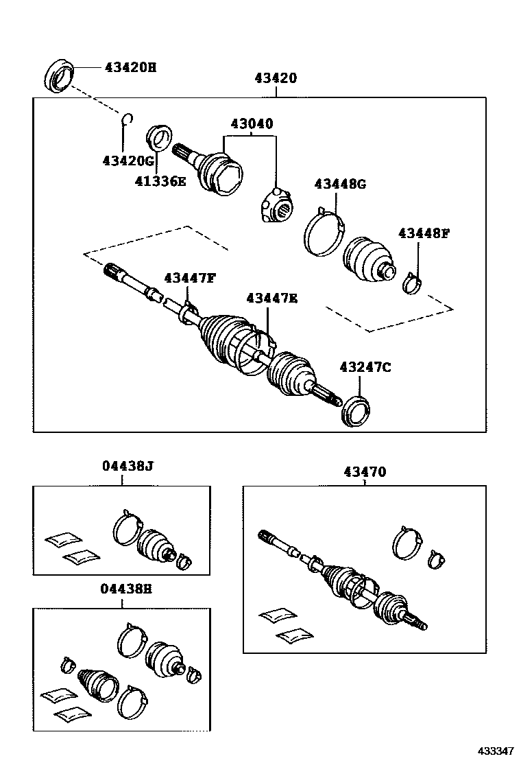 Toyota CAMRY Front Drive Shaft EPC diagram — 433347