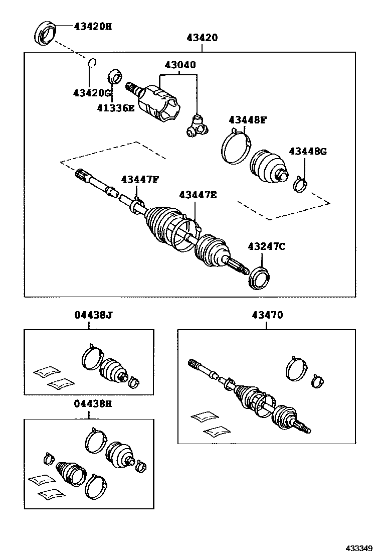 Toyota CAMRY Front Drive Shaft EPC diagram — 433349