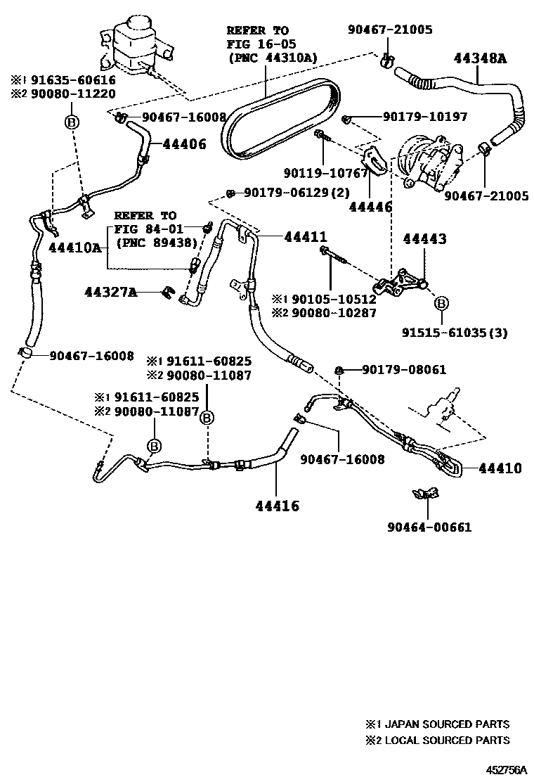 Toyota CAMRY 动力转向配管 EPC diagram — 452756A
