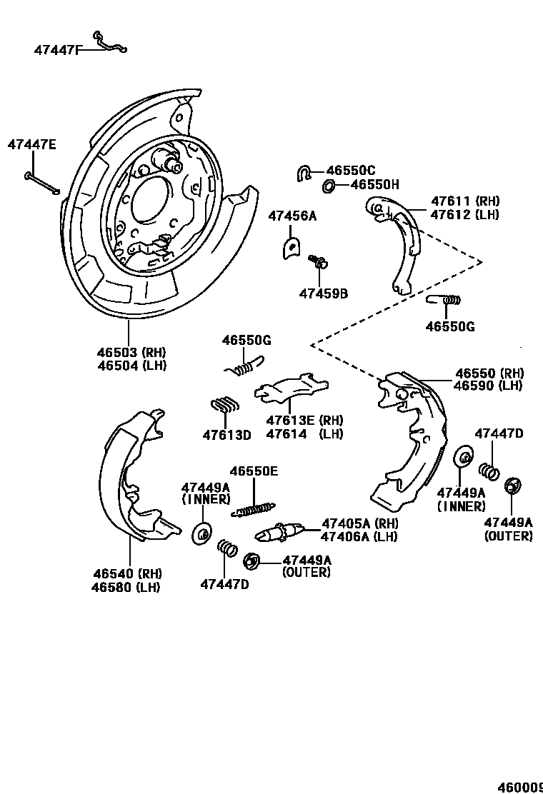 Toyota CAMRY Parking Brake & Cable EPC diagram — 460009