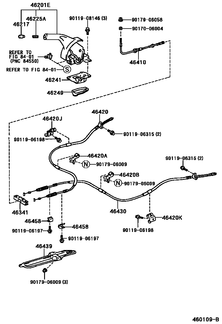 Toyota CAMRY Parking Brake & Cable EPC diagram — 460109B