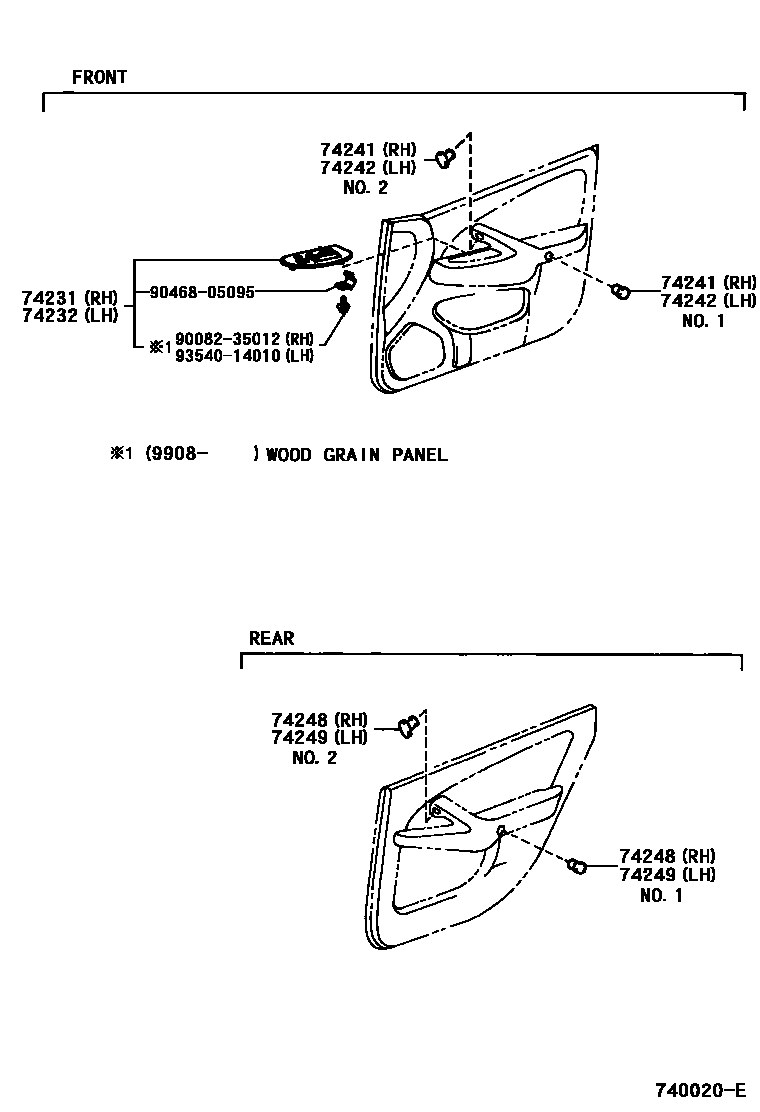 Toyota CAMRY 扶手和遮阳板 EPC diagram — 740020E