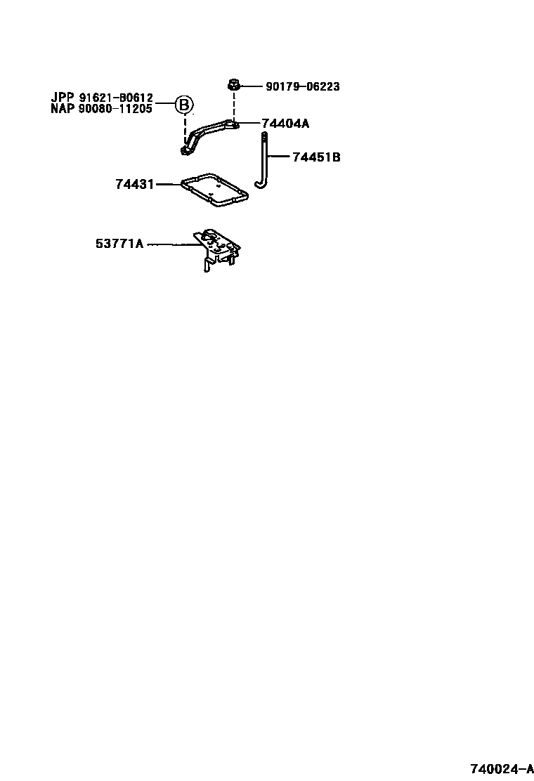 Toyota CAMRY battery holder EPC diagram — 740024A