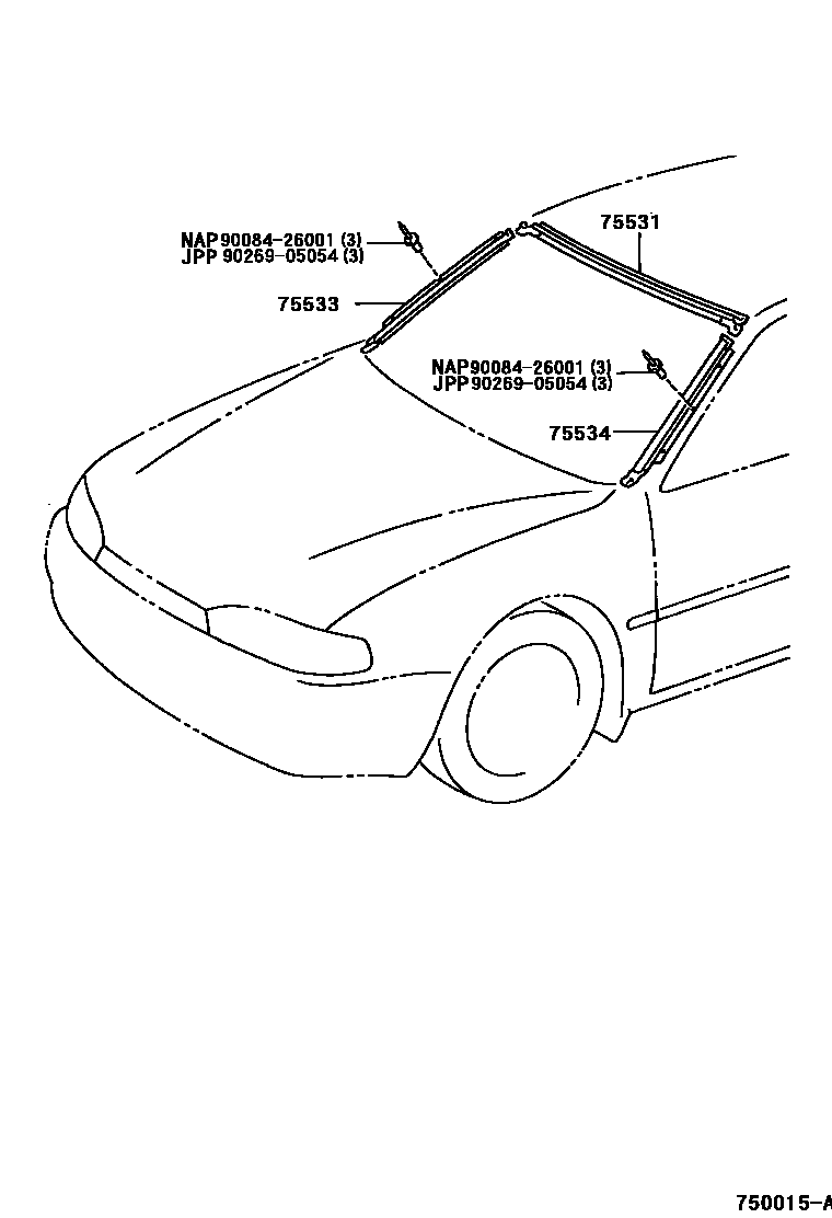Toyota CAMRY 前防护条 EPC diagram — 750015A
