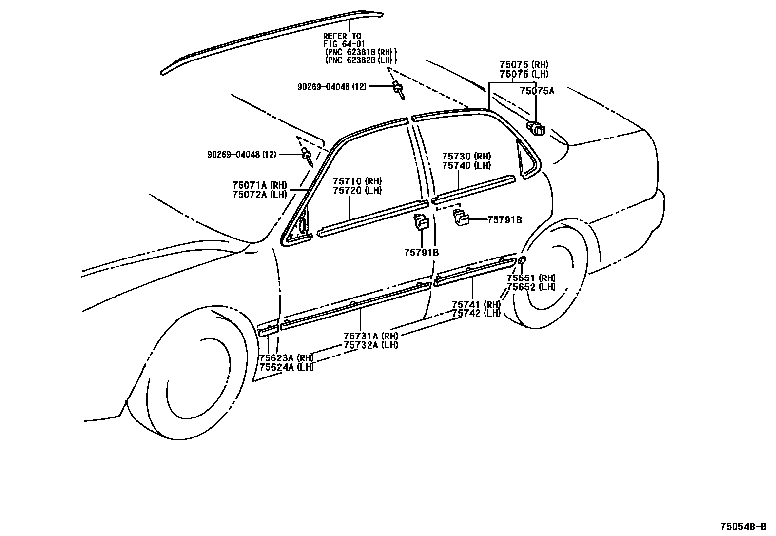 Toyota CAMRY 侧防护条 EPC diagram — 750548B