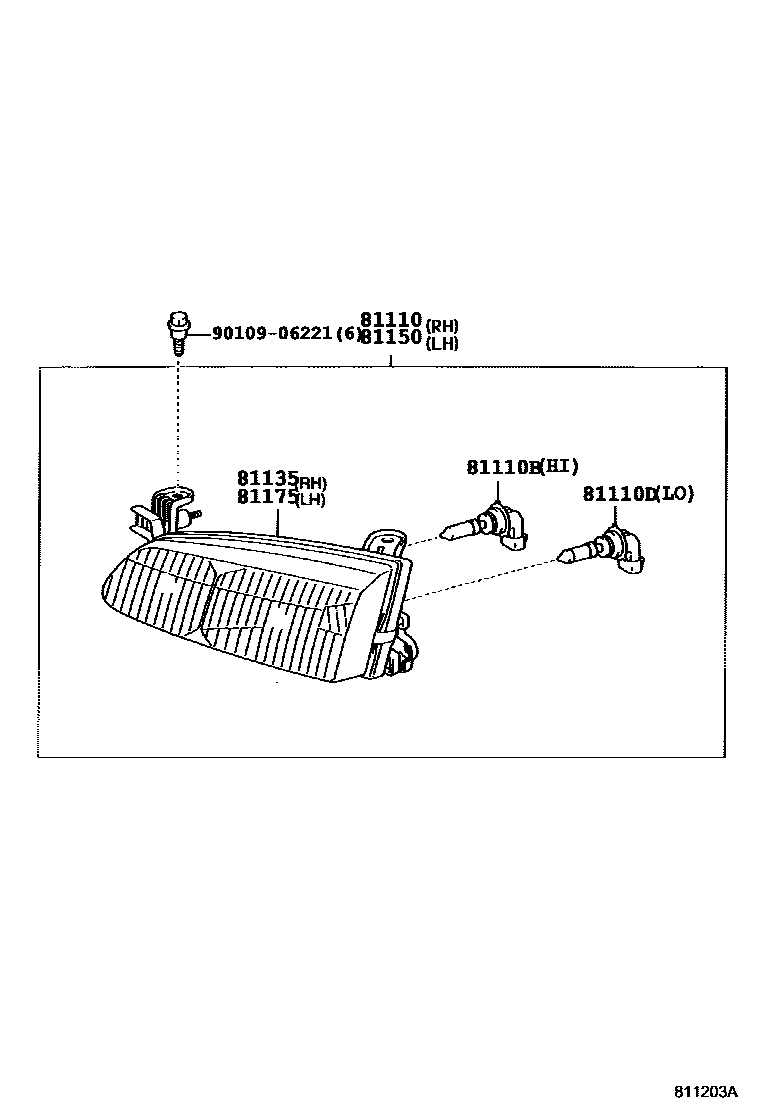 Toyota CAMRY Headlamp EPC diagram — 811203A