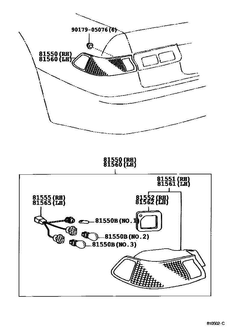 Toyota CAMRY 后组合灯 EPC diagram — 810502C