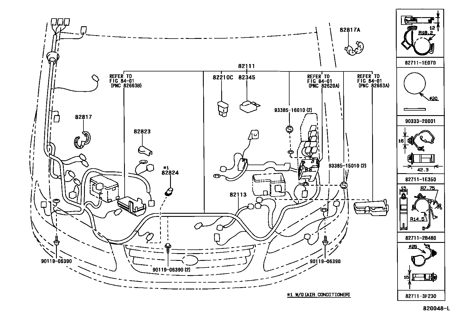 Toyota CAMRY 线束和卡夹 EPC diagram — 820048L
