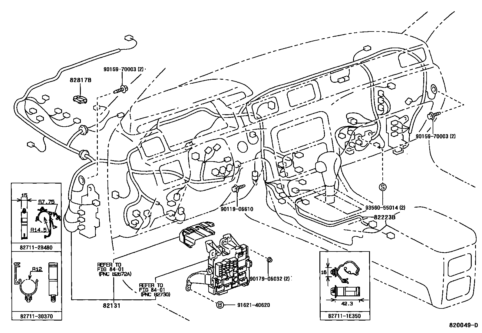 Toyota CAMRY 线束和卡夹 EPC diagram — 820049D