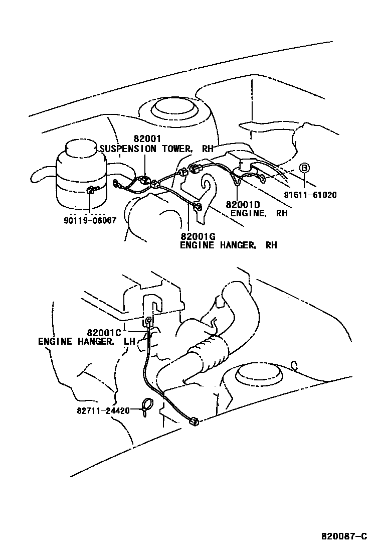 Toyota CAMRY 线束和卡夹 EPC diagram — 820087C