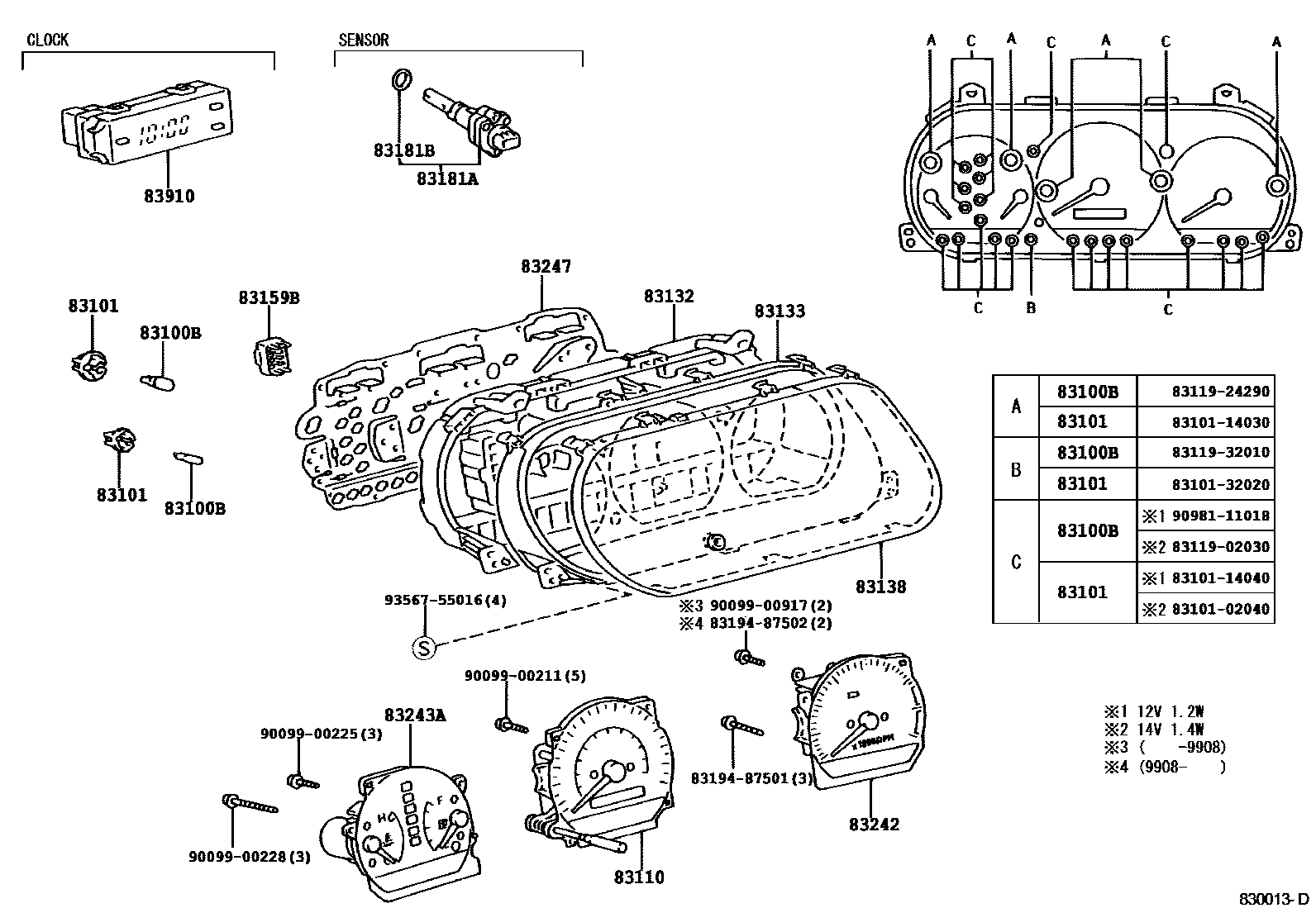 Toyota CAMRY 仪表 EPC diagram — 830013D
