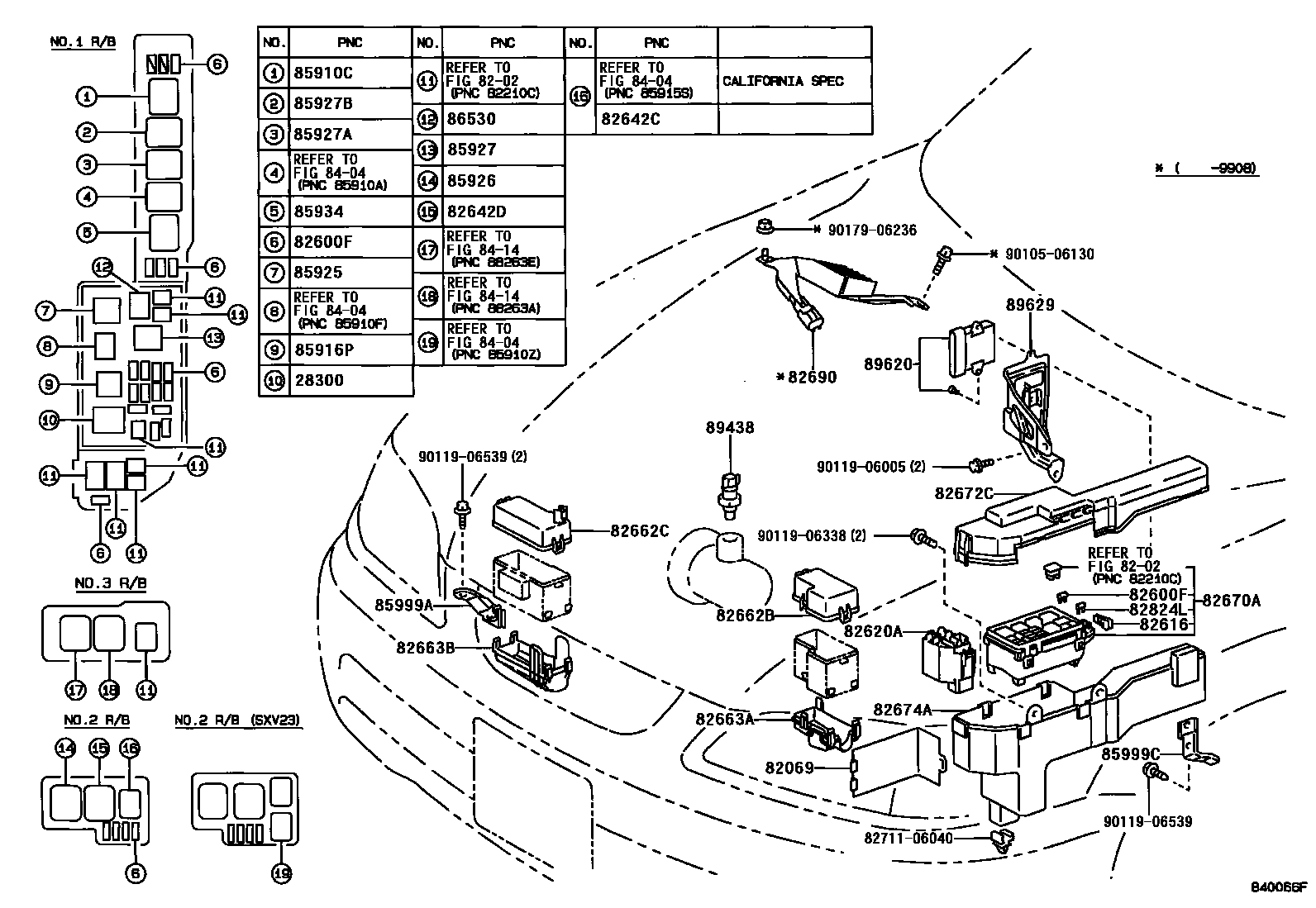 Toyota CAMRY 开关和继电器和ECU EPC diagram — 840066F