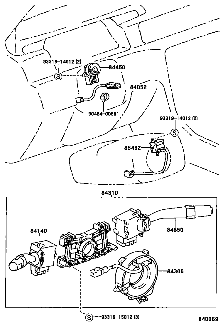 Toyota CAMRY 开关和继电器和ECU EPC diagram — 840069
