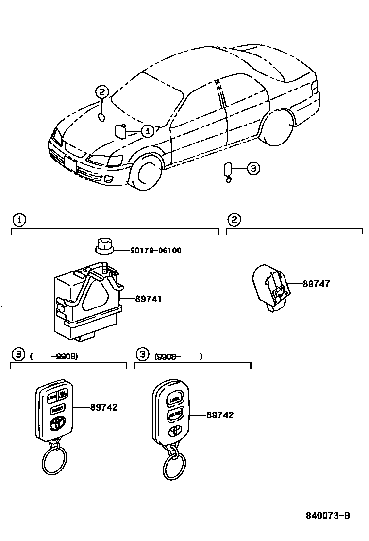 Toyota CAMRY 遥控门锁 EPC diagram — 840073B