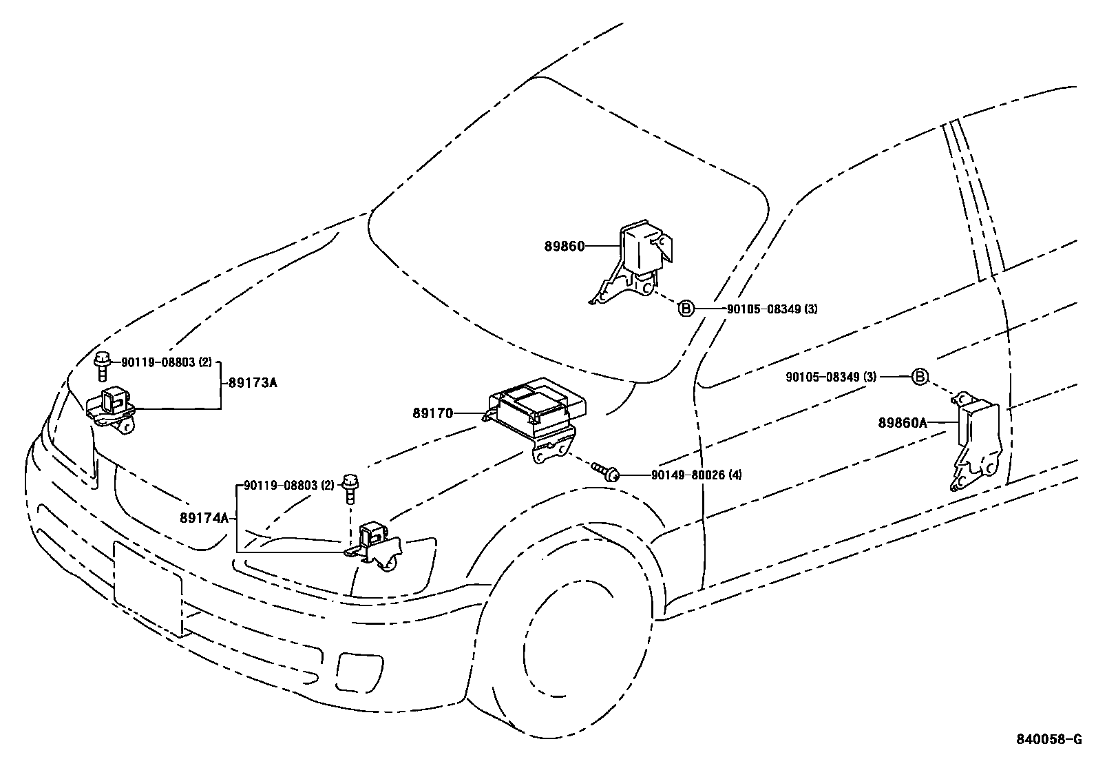 Toyota CAMRY 空气囊 EPC diagram — 840058G