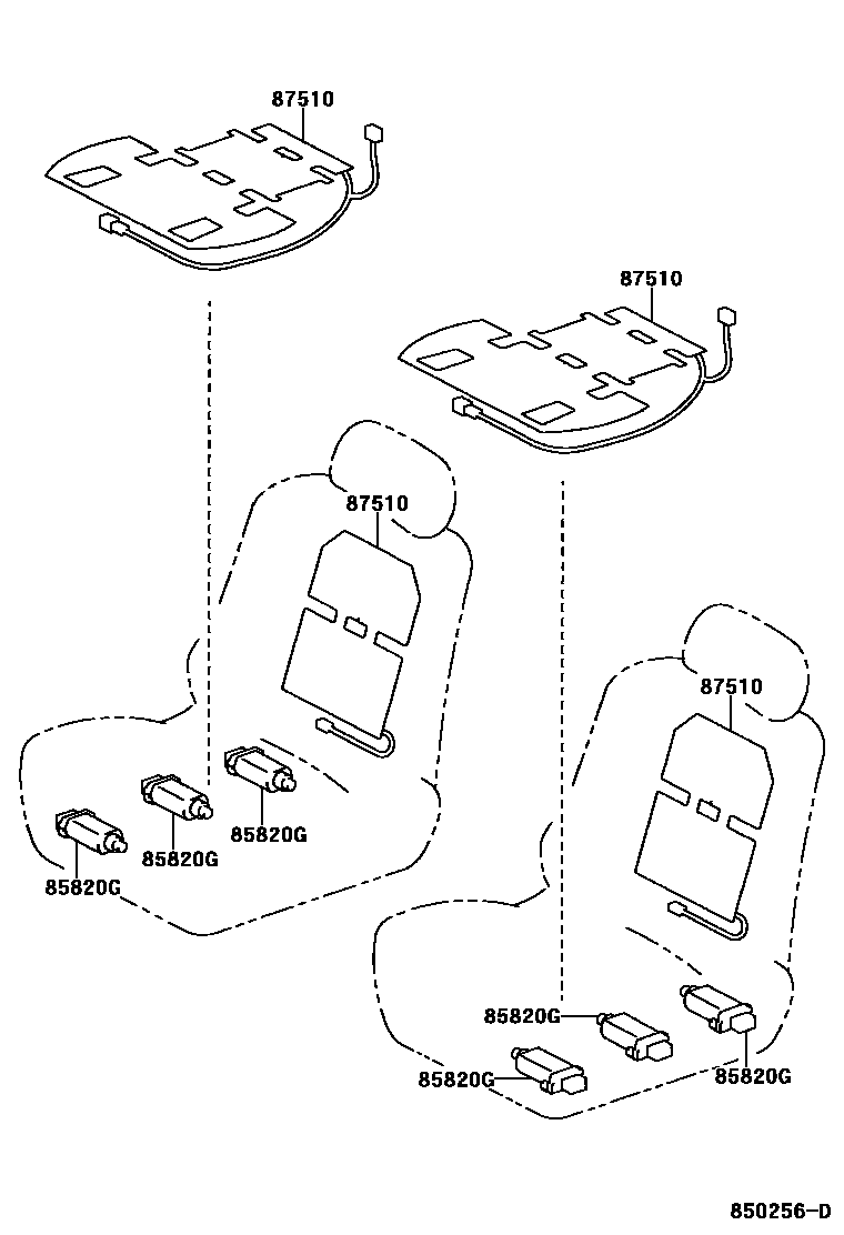 Toyota CAMRY 座椅电机和座椅加热器 EPC diagram — 850256D