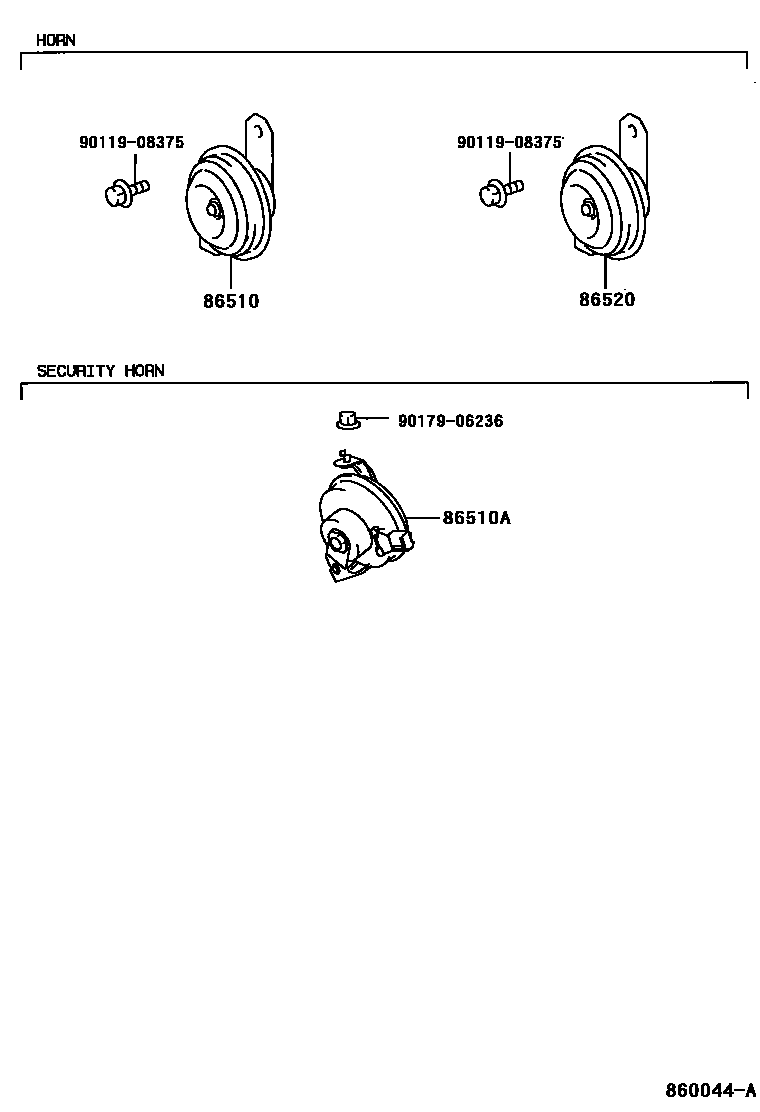 Toyota CAMRY 喇叭 EPC diagram — 860044A