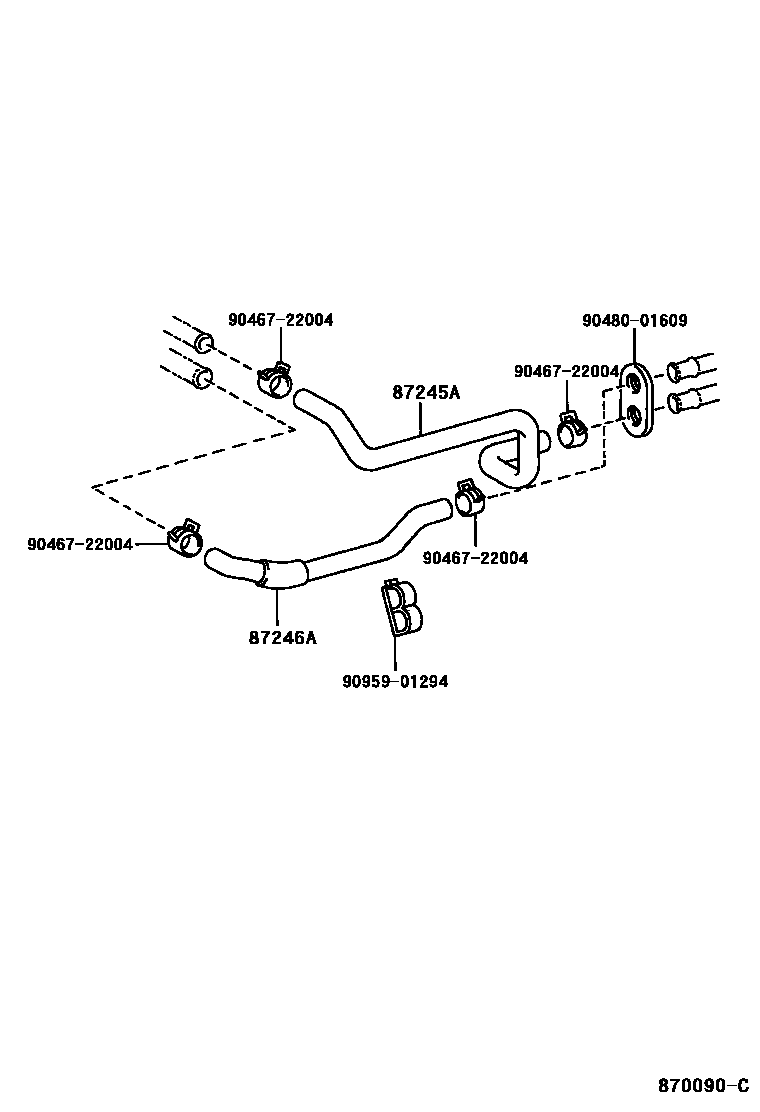 Toyota CAMRY 暖风和空调系统 - 水管 EPC diagram — 870090C