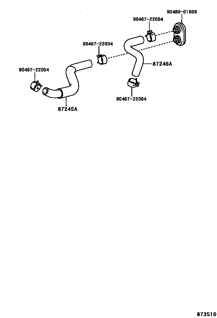 Toyota CAMRY 暖风和空调系统 - 水管 EPC diagram — 873510