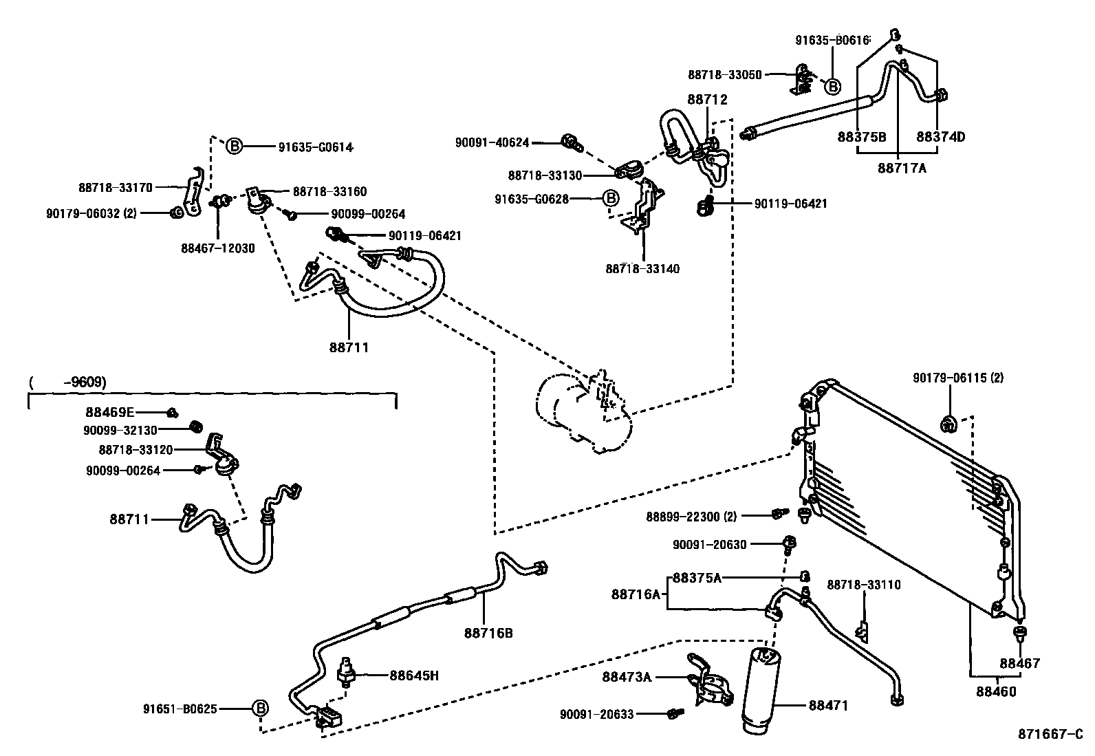 Toyota CAMRY Heating & Air Conditioning - Cooler Piping EPC diagram — 871667C
