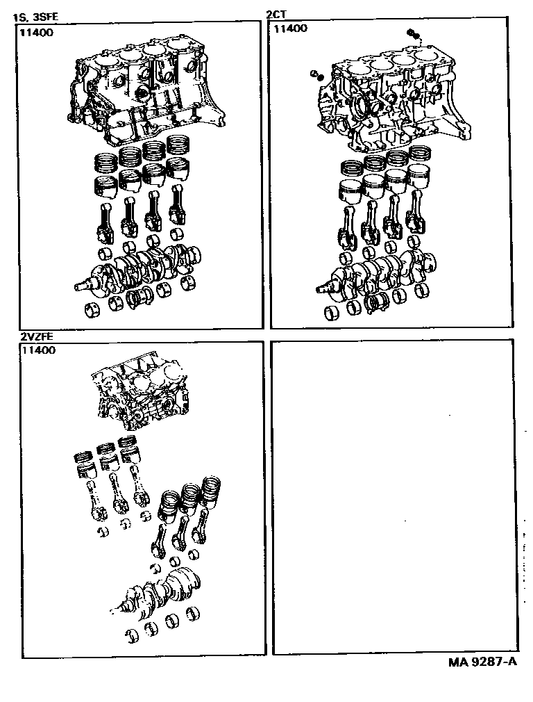 Toyota CAMRY Short Block Assembly EPC diagram — MA9287A