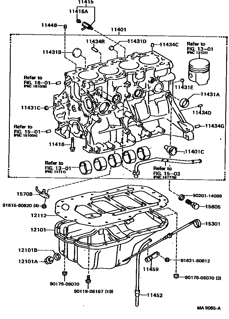 Toyota CAMRY Cylinder Block EPC diagram — MA9065A