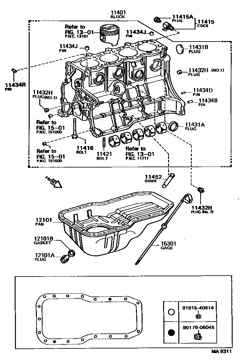 Toyota CAMRY Cylinder Block EPC diagram — MA9311