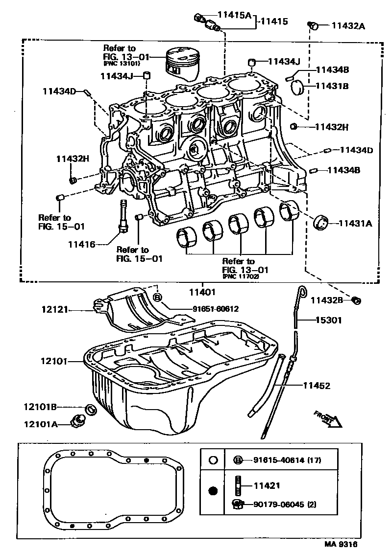 Toyota CAMRY Cylinder Block EPC diagram — MA9316