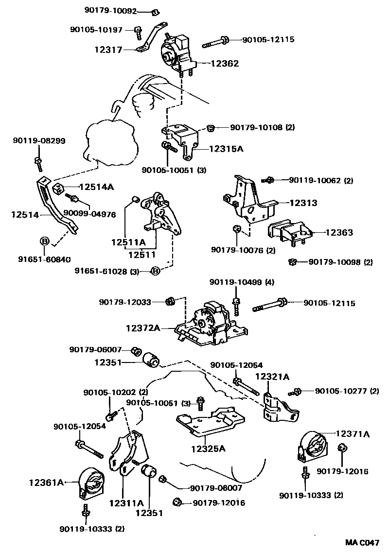 Toyota CAMRY Engine Mounting EPC diagram — MAC047