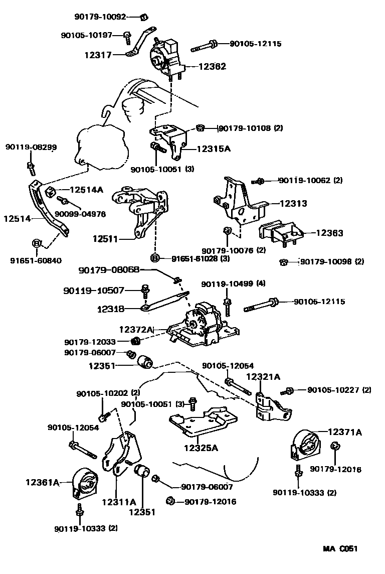 Toyota CAMRY Engine Mounting EPC diagram — MAC051