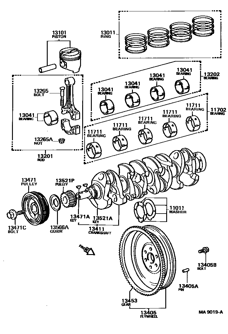 Toyota CAMRY Crankshaft & Piston EPC diagram — MA9019A