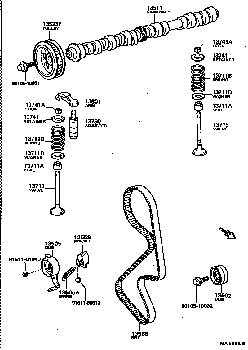 Toyota CAMRY Camshaft & Valve EPC diagram — MA5696B