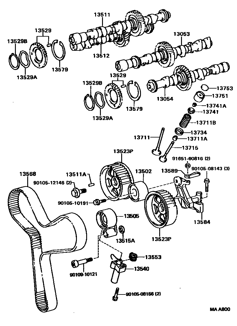 Toyota CAMRY Camshaft & Valve EPC diagram — MAA800