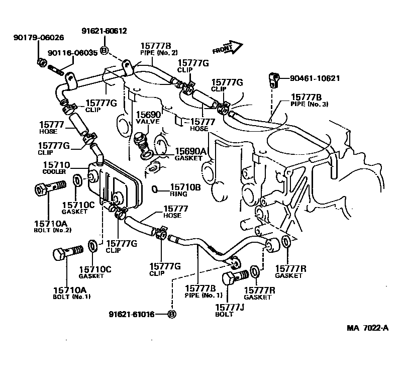 Toyota CAMRY Engine Oil Cooler EPC diagram — MA7022A