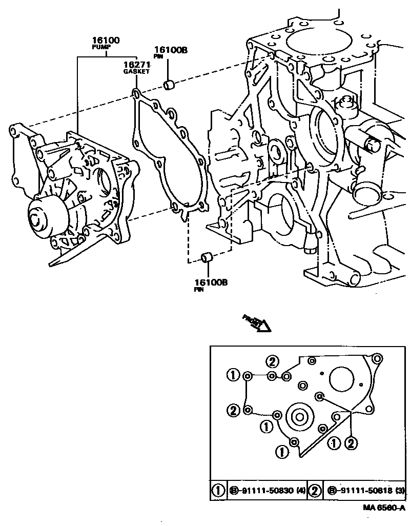 Toyota CAMRY Water Pump EPC diagram — MA6560A