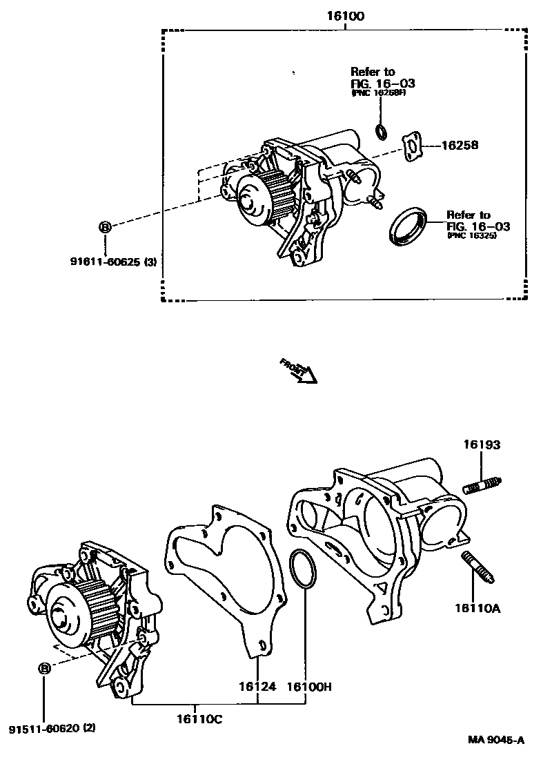 Toyota CAMRY Water Pump EPC diagram — MA9045A